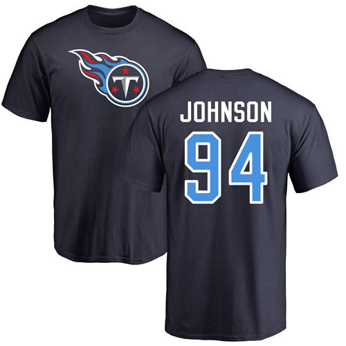 Tennessee Titans Men Navy Blue Austin Johnson Name and Number Logo NFL Football #94 T Shirt->nfl t-shirts->Sports Accessory